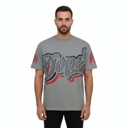 Dope Printed Drop Shoulder- Dark Ash