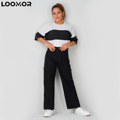 Women Baggy Fit Pant- Black
