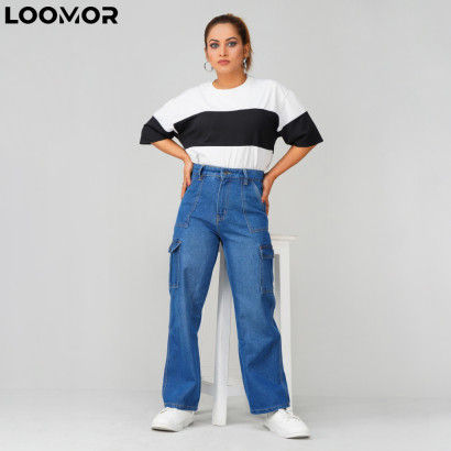 Women Baggy Fit Pant- Indigo