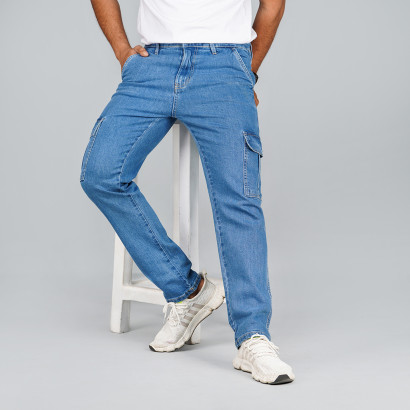 Six Pocket Denim Cargo- Light Wash