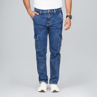 Six Pocket Denim Cargo- Stone Wash