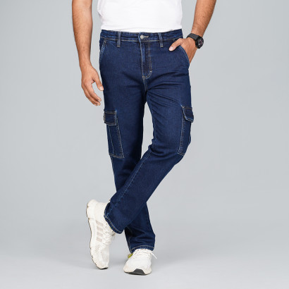 Six Pocket Denim Cargo- Dark Blue